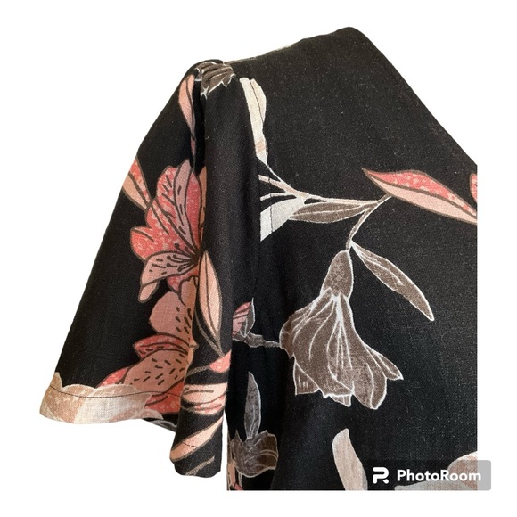 Nicole Miller Floral Short Sleeve Linen Blend Dress Size S - Picture 4 of 11